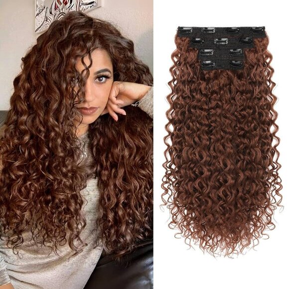 Clip In Hair Extensions 100% Silk Human Hair 20 Inch Curly Natural Women
